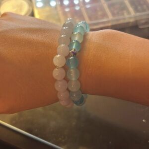 Blue and white bead braclets